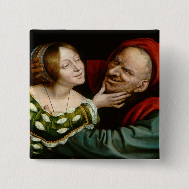 Badge Carré 5 Cm Quentin Matsys - Amateurs jumelés (Devant)