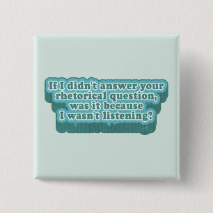 Badge Carré 5 Cm Questions rhétoriques Grammaire amusante