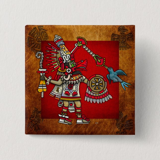 Badge Carré 5 Cm Quetzalcoatl (Devant)