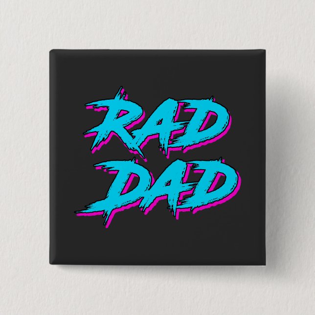 Badge Carré 5 Cm Rad Papa Retro 80's (Devant)