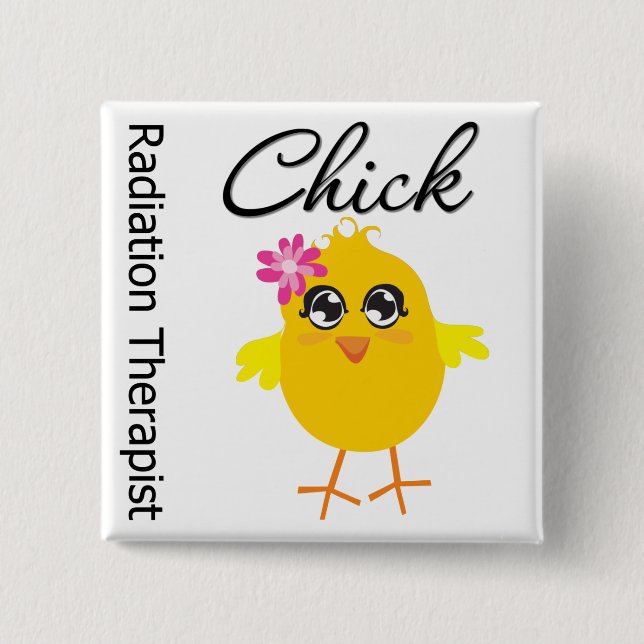 Badge Carré 5 Cm Radiothérapeute Chick (Devant)