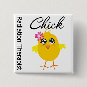Badge Carré 5 Cm Radiothérapeute Chick