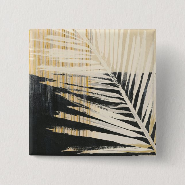 Badge Carré 5 Cm Raffie d'or - Franges de palme (Devant)