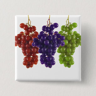 Badge Carré 5 Cm Raisins vert rouge et violet