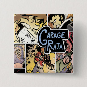 Badge Carré 5 Cm Rajah de garage :  Bouton de collage