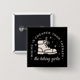 Badge Carré 5 Cm Randonnée randonneur fille drôle citations noir
