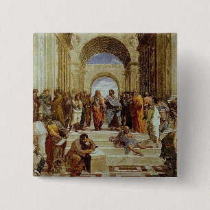 Badge Carré 5 Cm Raphael "l'école petit groupe d'Athènes" circa