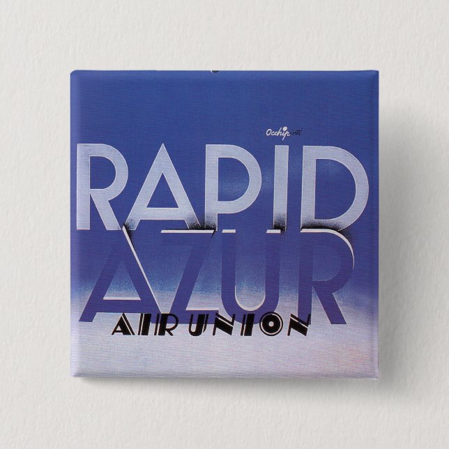 Badge Carré 5 Cm Rapid Azur (Devant)