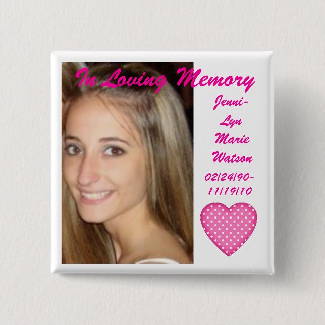 Badge Carré 5 Cm Rappelez-vous Jenni (Devant)