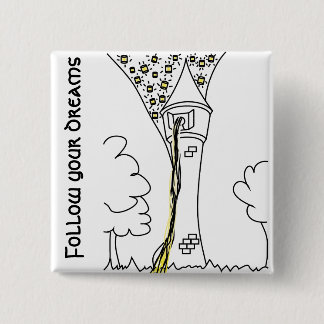 Badge Carré 5 Cm Rapunzel. Suivez vos rêves
