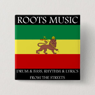 Badge Carré 5 Cm Rasta - lion de drapeau de l'Ethiopie de musique