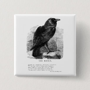 Badge Carré 5 Cm Raven par Edgar Allen Poe