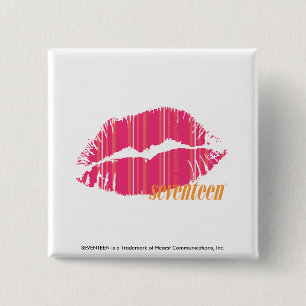 Badge Carré 5 Cm Rayures minces magenta