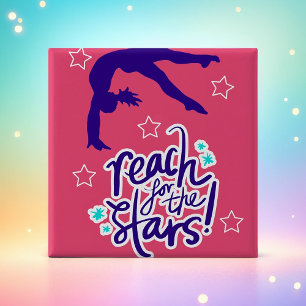 Badge Carré 5 Cm Reach for the Stars Gymnastique Tumbling