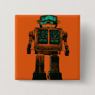 Badge Carré 5 Cm Rébellion des robots radioactifs