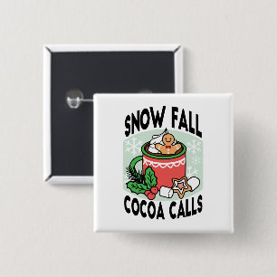 Badge Carré 5 Cm Réchauffez-vous avec les appels de cacao de neige 