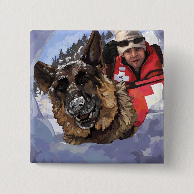 Badge Carré 5 Cm Rechercher et Secourir (Devant)