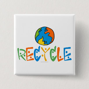 Badge Carré 5 Cm Recyclage coloré