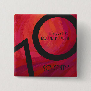 Badge Carré 5 Cm Red 70 Dix Anniversaire