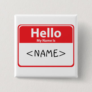 Badge Carré 5 Cm Red Hello Mon nom est,<NAME>
