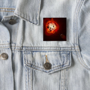 Badge Carré 5 Cm Red Nwarf Star Orbité Par Une Hypothétique Exoplan