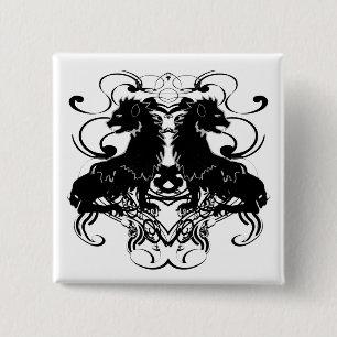 Badge Carré 5 Cm Réélaboration de lions vintage avec des volutes