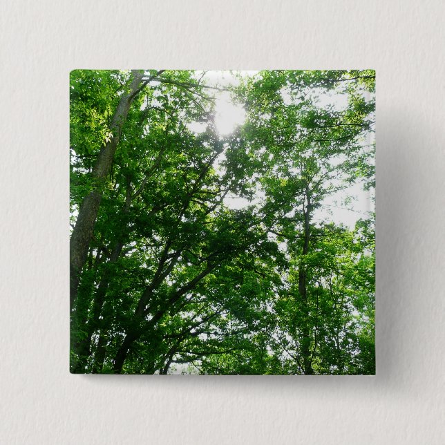 Badge Carré 5 Cm Regard sur les arbres d'été (Devant)