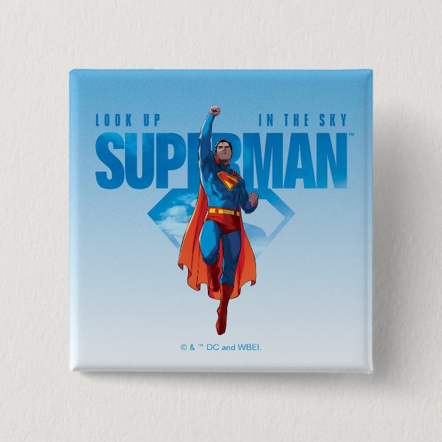 Badge Carré 5 Cm Regarde ça, Superman (Devant)