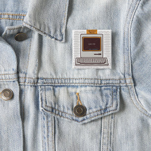 Badge Carré 5 Cm Règles de l'ancienne école Jeu informatique rétro