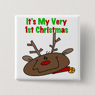Badge Carré 5 Cm Reindeer Très 1er Noël