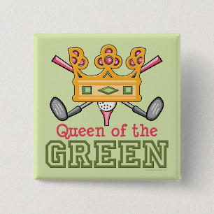 Badge Carré 5 Cm Reine du bouton vert de golfeur