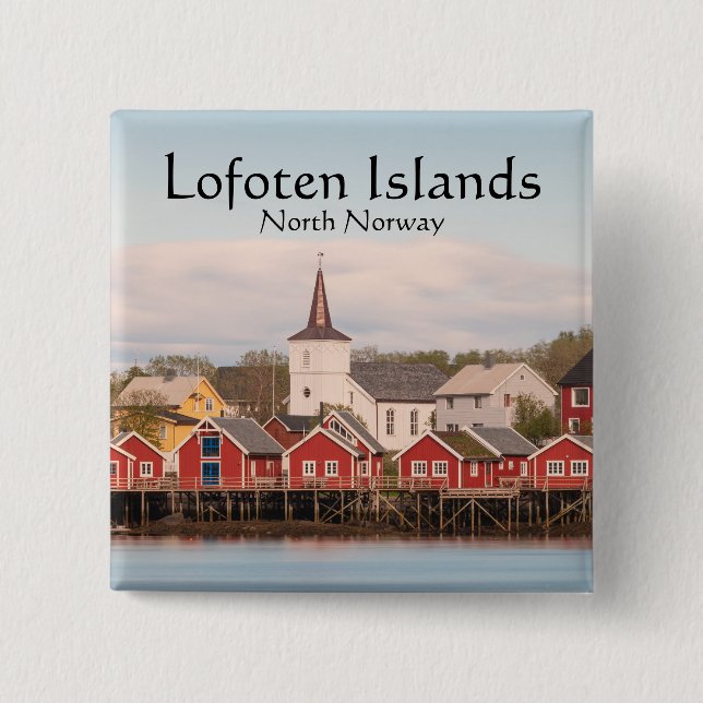 Badge Carré 5 Cm Reine Lofoten Norvège (Devant)