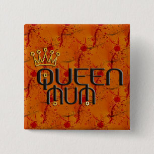 Badge Carré 5 Cm Reine mère en rouge