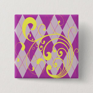 Badge Carré 5 Cm Remous à motifs de losanges pourpre