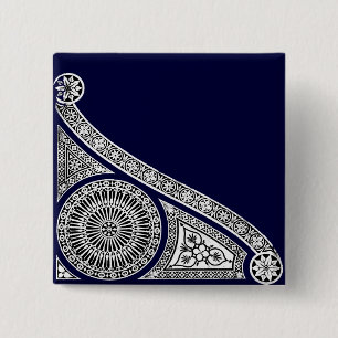 Badge Carré 5 Cm RENAISSANCE Décor architectural noir blanc
