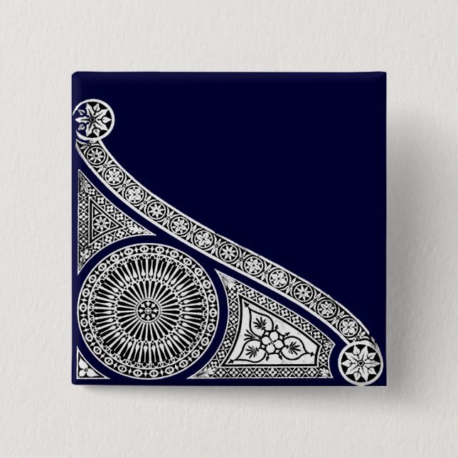 Badge Carré 5 Cm RENAISSANCE Décor architectural noir blanc (Devant)