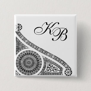 Badge Carré 5 Cm RENAISSANCE Décor architectural noir blanc