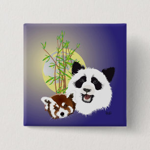 Badge Carré 5 Cm Rencontre de Panda