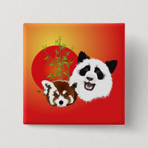 Badge Carré 5 Cm Rencontre de Panda