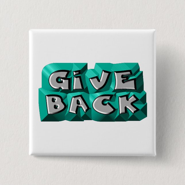 Badge Carré 5 Cm Rendre Citation Sagesse Turquoise Gris ciselé (Devant)