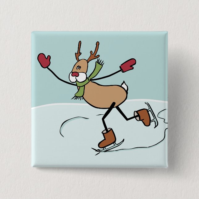 Badge Carré 5 Cm Renne mignon de danse - Noël (Devant)