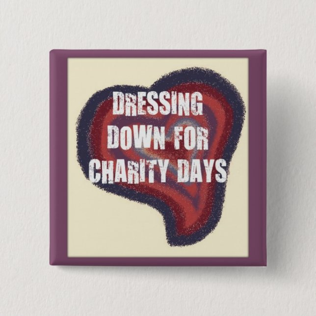 BADGE CARRÉ 5 CM REPOUSSER POUR LA CHARITÉ (Devant)