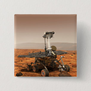 Badge Carré 5 Cm Représentation artistique de Mars Rover