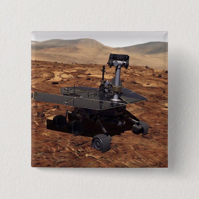 Badge Carré 5 Cm Représentation artistique de Mars Rover 2 (Devant)