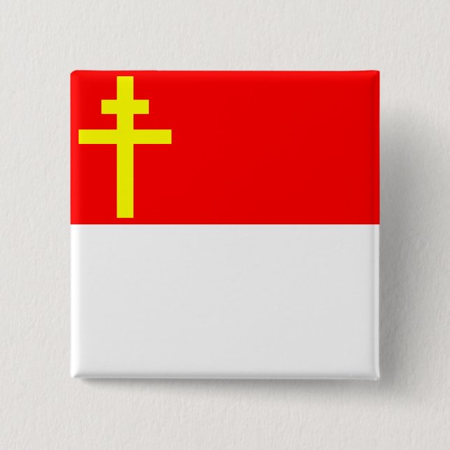 Badge Carré 5 Cm République drapeau d'Alsace-Lorraine, France (Devant)