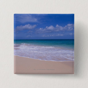 Badge Carré 5 Cm Ressacs écumant sur la plage sablonneuse