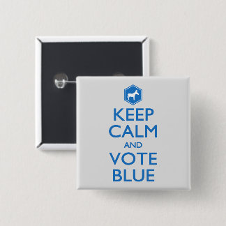 Badge Carré 5 Cm Restez calme et votez bleu
