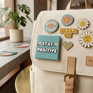 Badge Carré 5 Cm Restez Positif