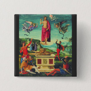 Badge Carré 5 Cm Résurrection de Jésus Christ par Raphael