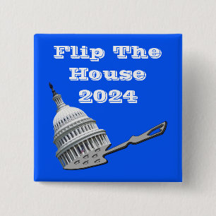 Badge Carré 5 Cm Retourner Le Vote De La Chambre Bleu 2024